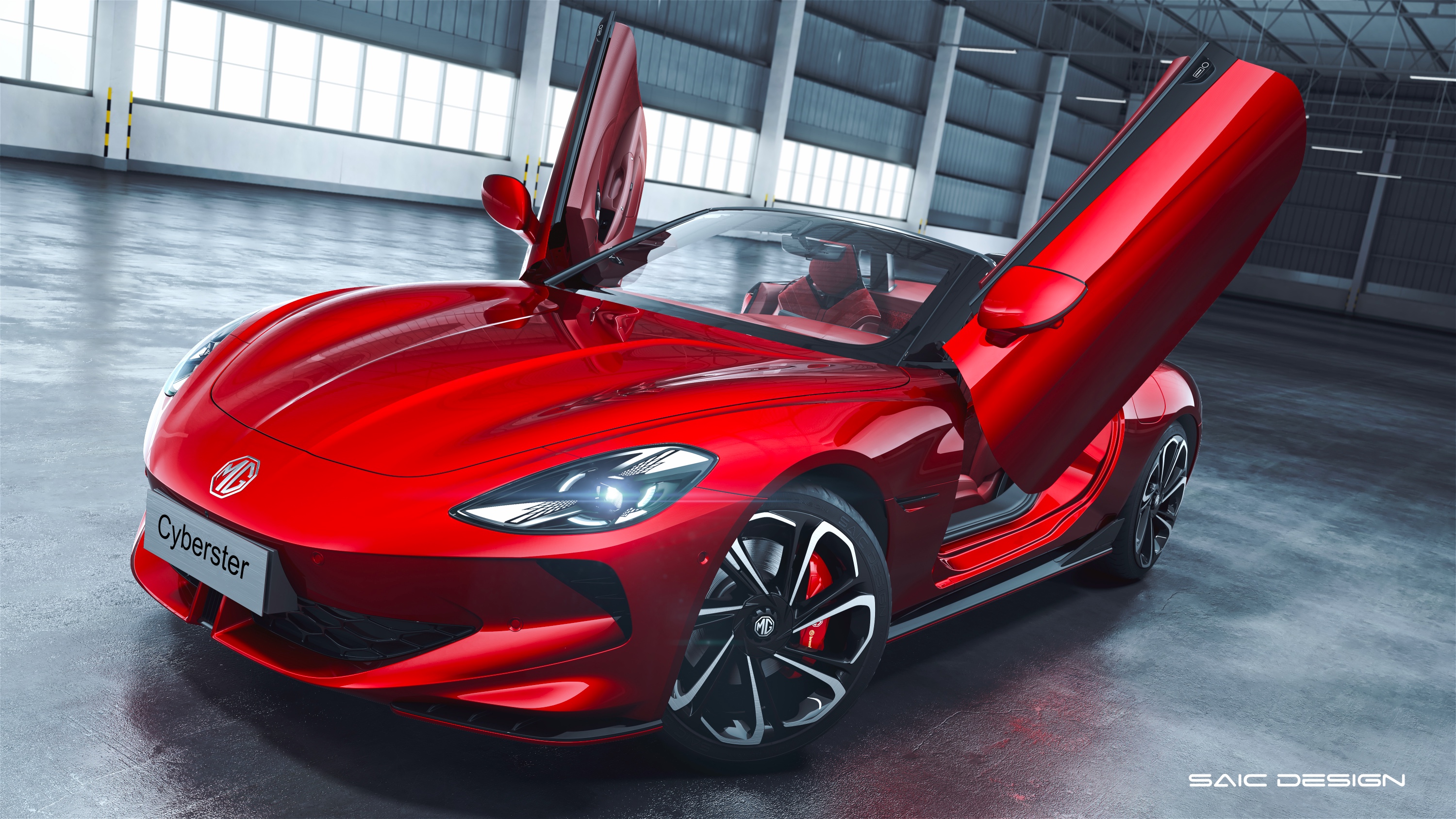 MG Cyberster electric roadster, front three-quarter view